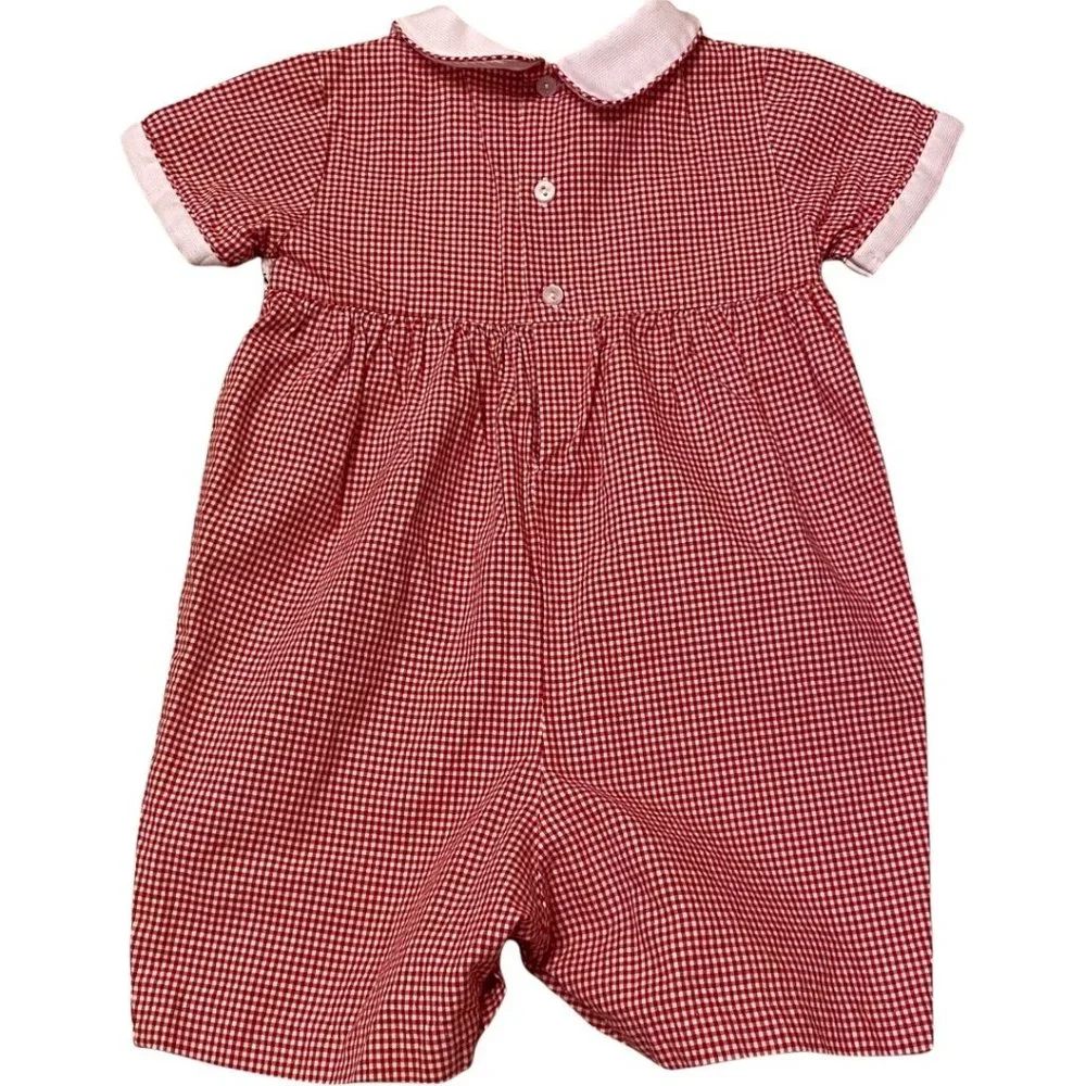 Embroidered Crab Print Jon-Jon Romper Jumper Sz 6 Months - Picture 2 of 5